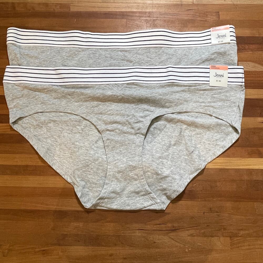 Set of 2 Jenni Women's Lace Trim Hipster Underwear grey/white XXL